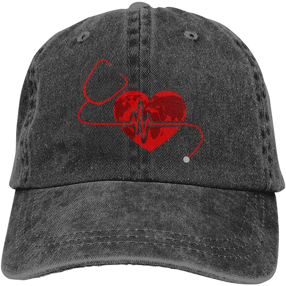 Stethoscope Heartbeat Unisex Baseball Cap Cotton Denim Adjustable Outdoor Sports for Men Or Women |