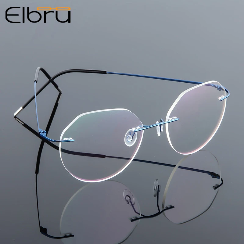 Eyeglasses Frames Eyeglass Frames Elbru Ultralight Eyeglasses Frames Memory Titanium Rimless Reading Glasses Men & Women Presbyopic Eyeglasses Brand Design