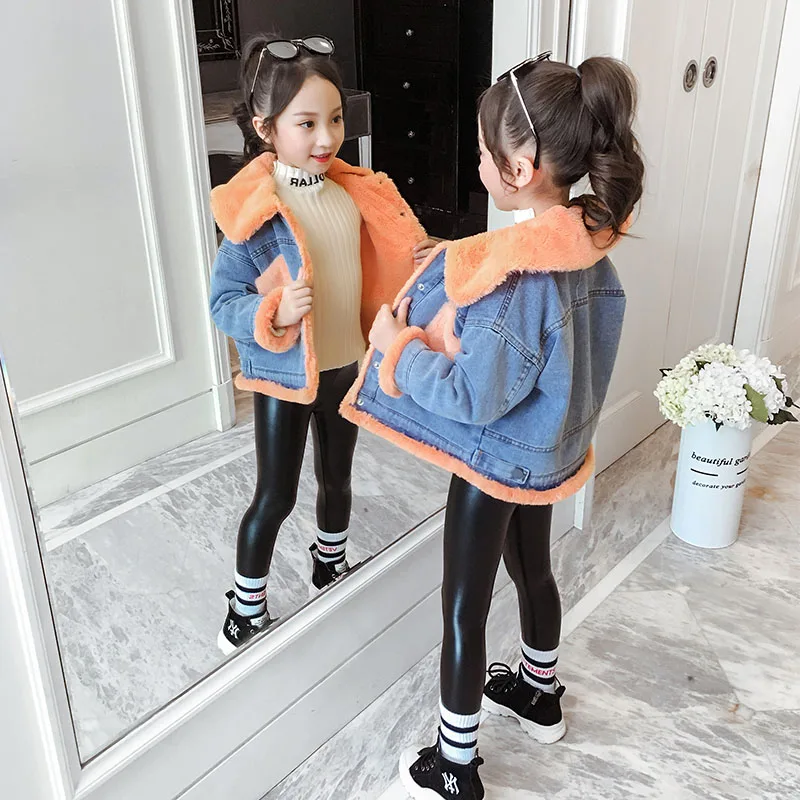 Зимнее детское manteau fille hiver; куртка для девочек; Зима г.; джинсы с искусственным мехом; теплая парка для девочек; manteau enfant fille hiver; 12 ans