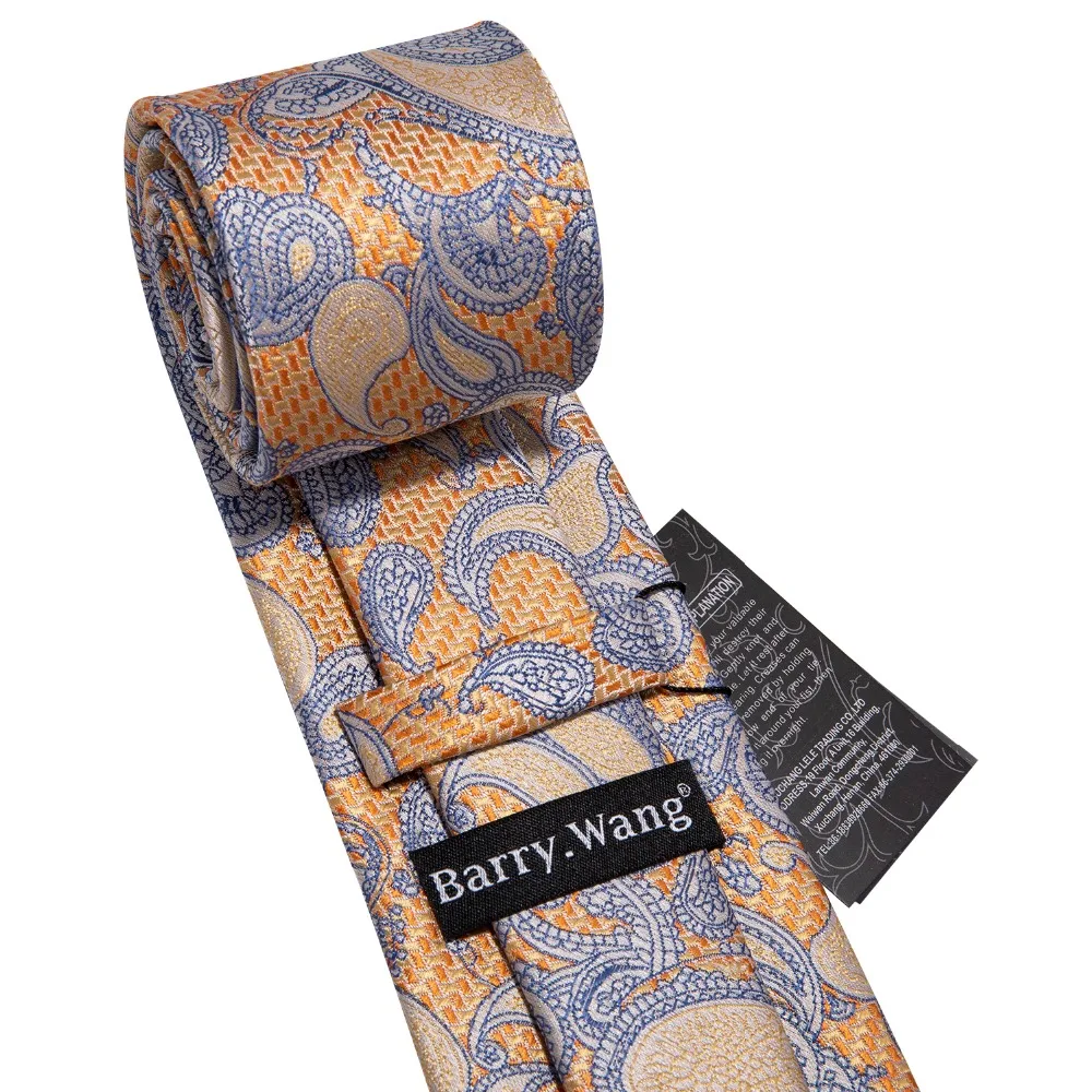 Barry.Wang 20 Colors Paisley 100% Silk Ties For Men Gifts Wedding Necktie Gravata Handkerchief Set Men Business Groom S-20P