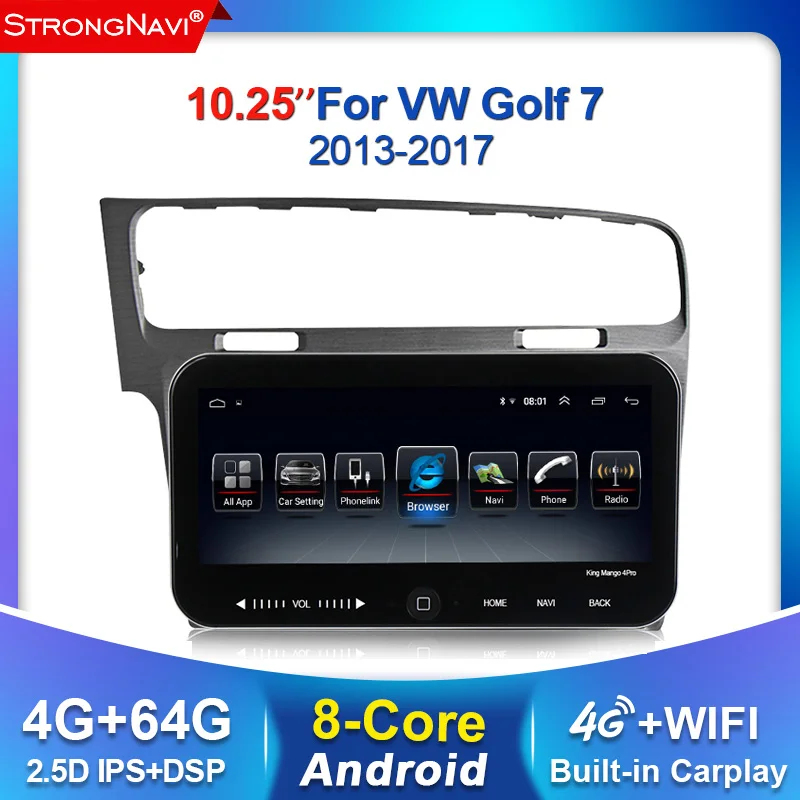Автомагнитола на Android для VW/Volkswagen/Golf 7 10 25-2013 2017 дюйма Автомобильный