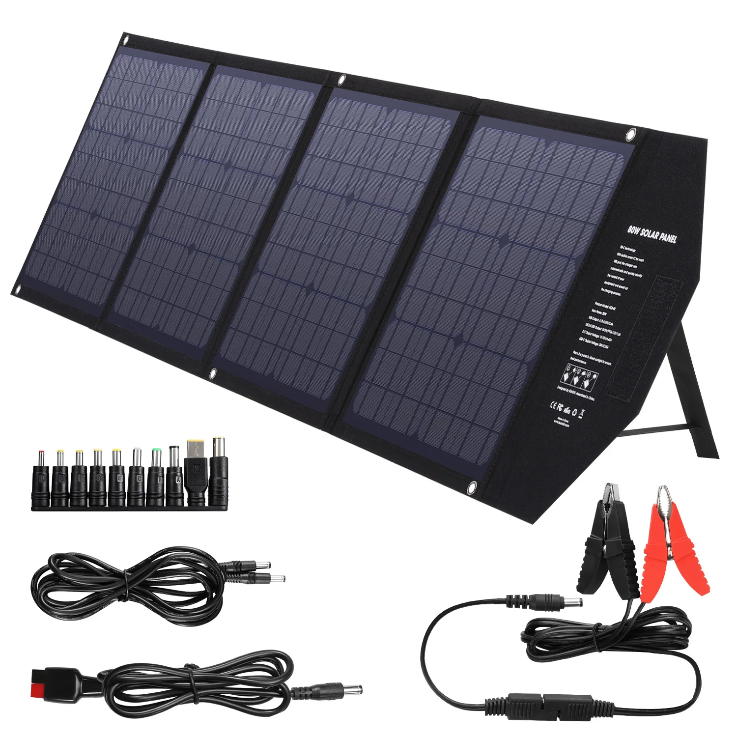 Waterproof 80W Foldable Solar Panel 18V 2 USB Battery Charger For Phone Laptop 