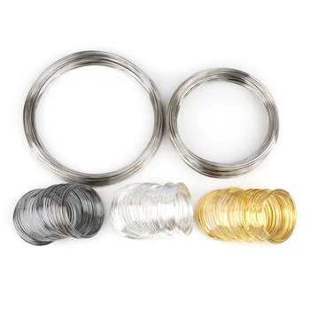 

100 Loops Doreen Box Memory Beading Steel Wire Gold Silver Color For DIY Necklace Bracelet Jewelry Making 140mm - 50mm Dia.