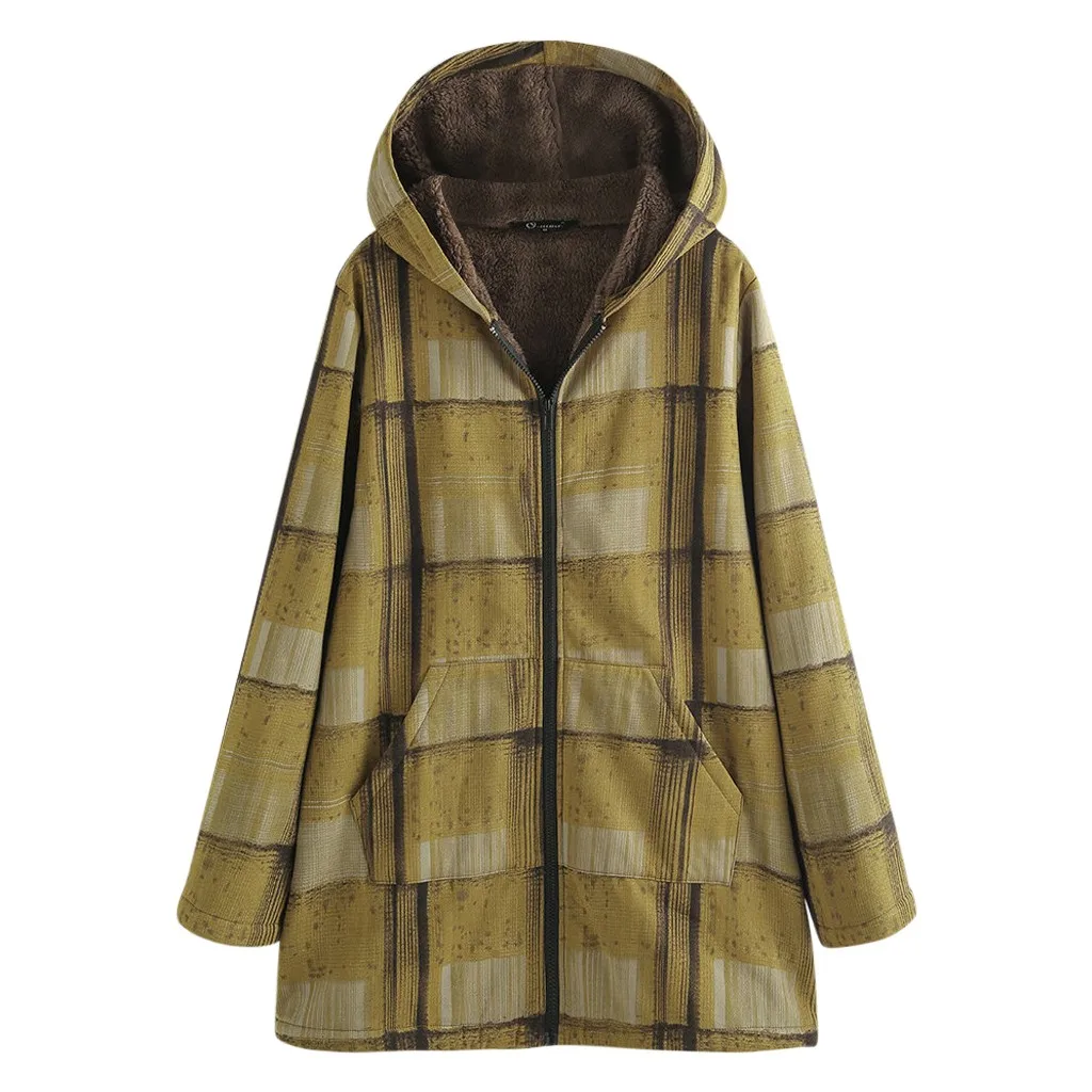 Ropa mujer, женский плащ, casaco feminino sobretudo feminino, Повседневный, в клетку, с длинным рукавом, KLV, с карманами, на молнии,, M-5XL, Z4