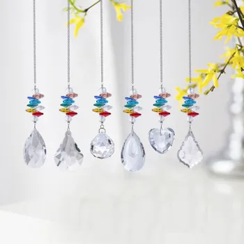 

H&D 6pcs Crystals Prism Chakra Suncatcher Rainbow Maker Octagon Beads Window Hanging Sun Catcher Collection Home Wedding Decor
