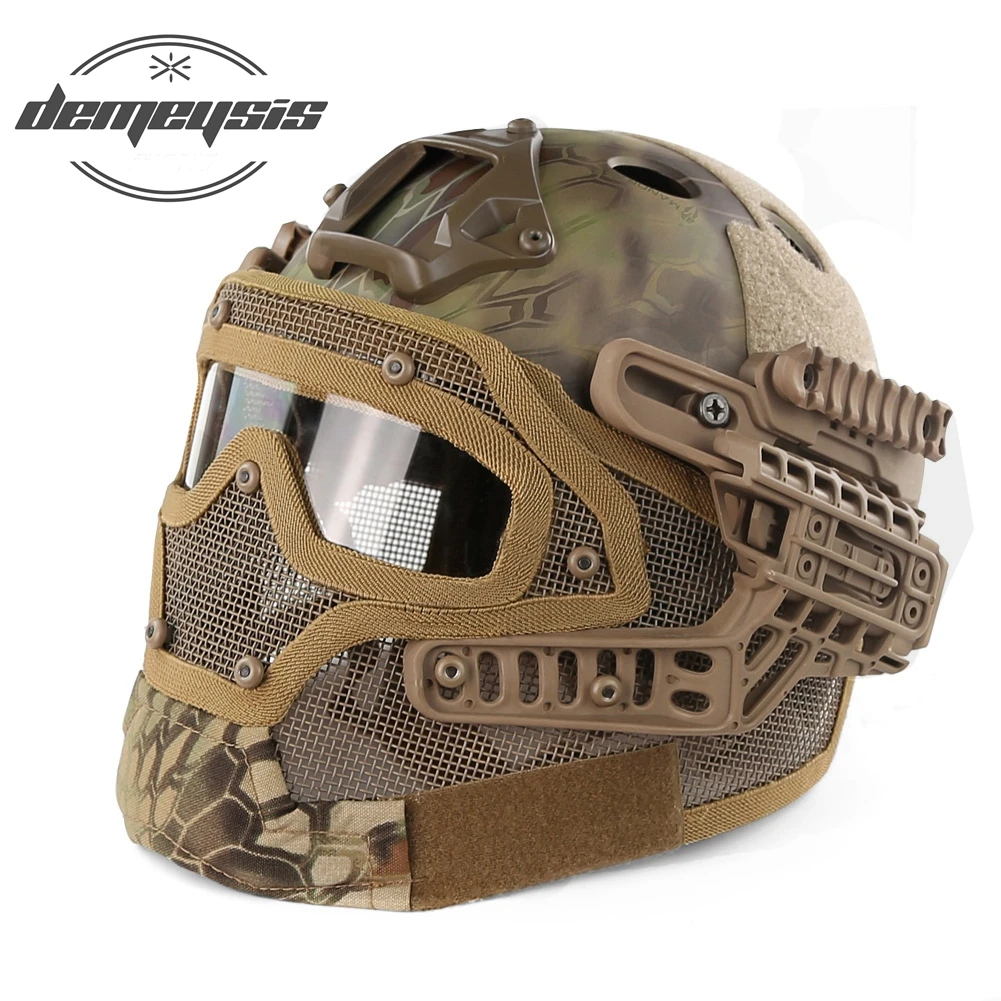 Военный Тактический шлем для защиты лица с очками страйкбол Пейнтбол военная игра CS тактическая маска для охоты шлем