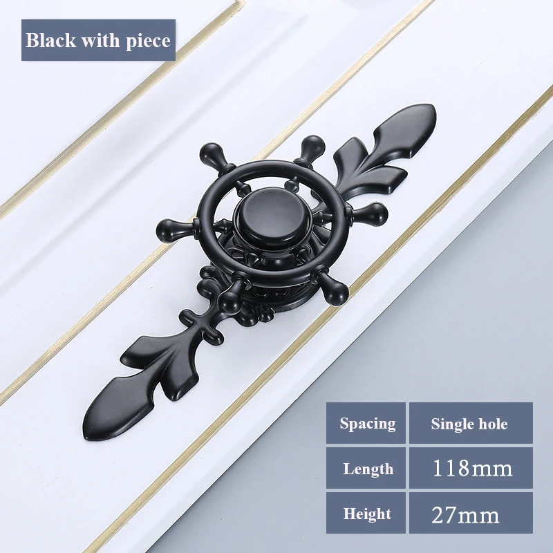 Style A2 Black Современные поворотные ручки с одним отверстием, ручки для кухонного ящика, шкафа, черные ручки, гироскоп с листовой мебельной плитой, ручки для шкафа - Цвет: Style A2 Black