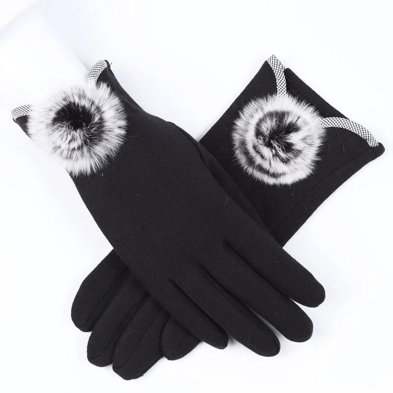 style 1 black Новые Теплые перчатки с сенсорным экраном, женские бархатные толстые перчатки для верховой езды - Цвет: style 1 black
