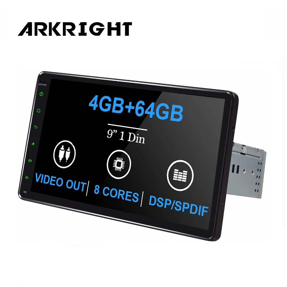 

ARKRIGHT 9'' 4 GB 64 GB car multimedia player 1 din car head unit Android 8.1 car stereo GPS Navi Video Output 4G IPS Carplay