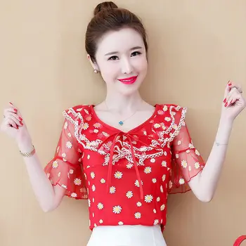 

Floral short-sleeved chiffon shirt women's summer dress 2020 new fairy coat style