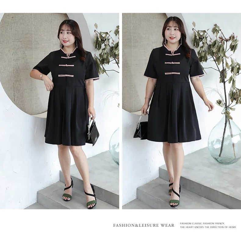 Летнее Новое Стильное платье большого размера, размер плюс, d Улучшенная серия, Cheongsam han dynasty, платье, поколение полных Y09