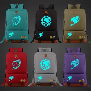 

Blue Luminous CartoonFairy Tail Boy Girl Book School bag Women Bagpack Teenagers Schoolbags Men Student Patchwork Backpack