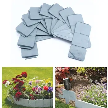 

5/10Pcs Grey Garden Fence Edging Cobbled Insert Ground Type Plastic Fence Lawn Edging Plant Border Decorations Flower Bed Border