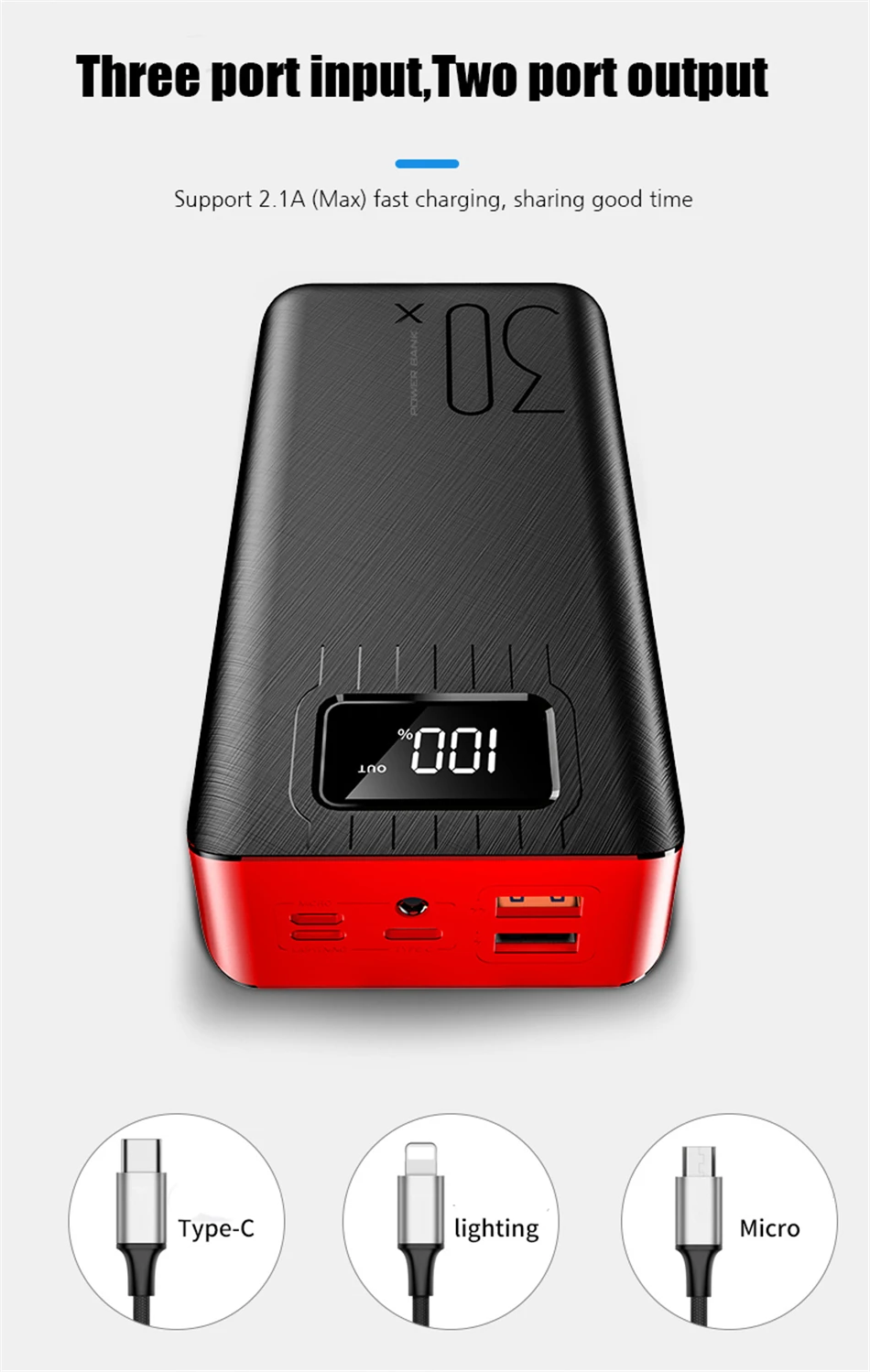 50000 мАч Внешний аккумулятор для iPhone 11 pro 6 6s 7 8 Plus X XS max XR Pover Bank USB светодиодный внешний аккумулятор для зарядки