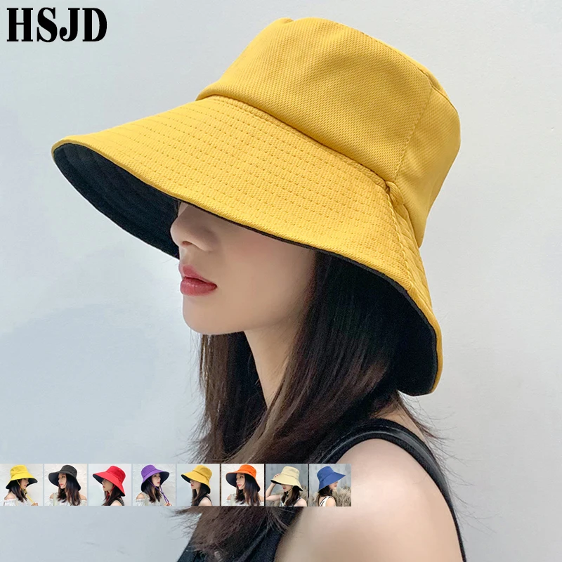 

Unisex Double Sided Foldable Bucket Hat Outdoor Sunscreen Mesh Ventilation Fishing Hunting Cap Summer Women Anti-UV Sun Hats