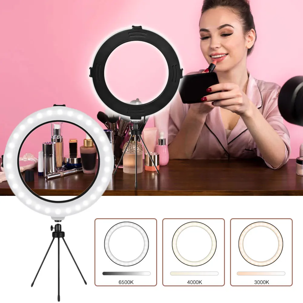 

8'' Dimmable Fill Light Ring Selfie Studio Camera Video Live LED Ring Lamp with Table Tripod