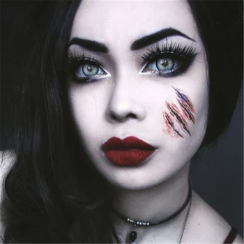 

100pcs Halloween Temporary Tattoo Sticker Waterproof Instant Stitched Wound Scary Scars Tattoo Sticker Halloween Decor