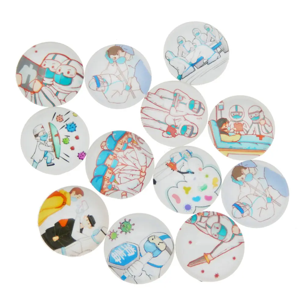 

8 10 12 15 20 30mm Round Cabochon Demo Doctors Nurses Design Mix Flatback Glass Cameo For Pendant Jewelry Making Findings