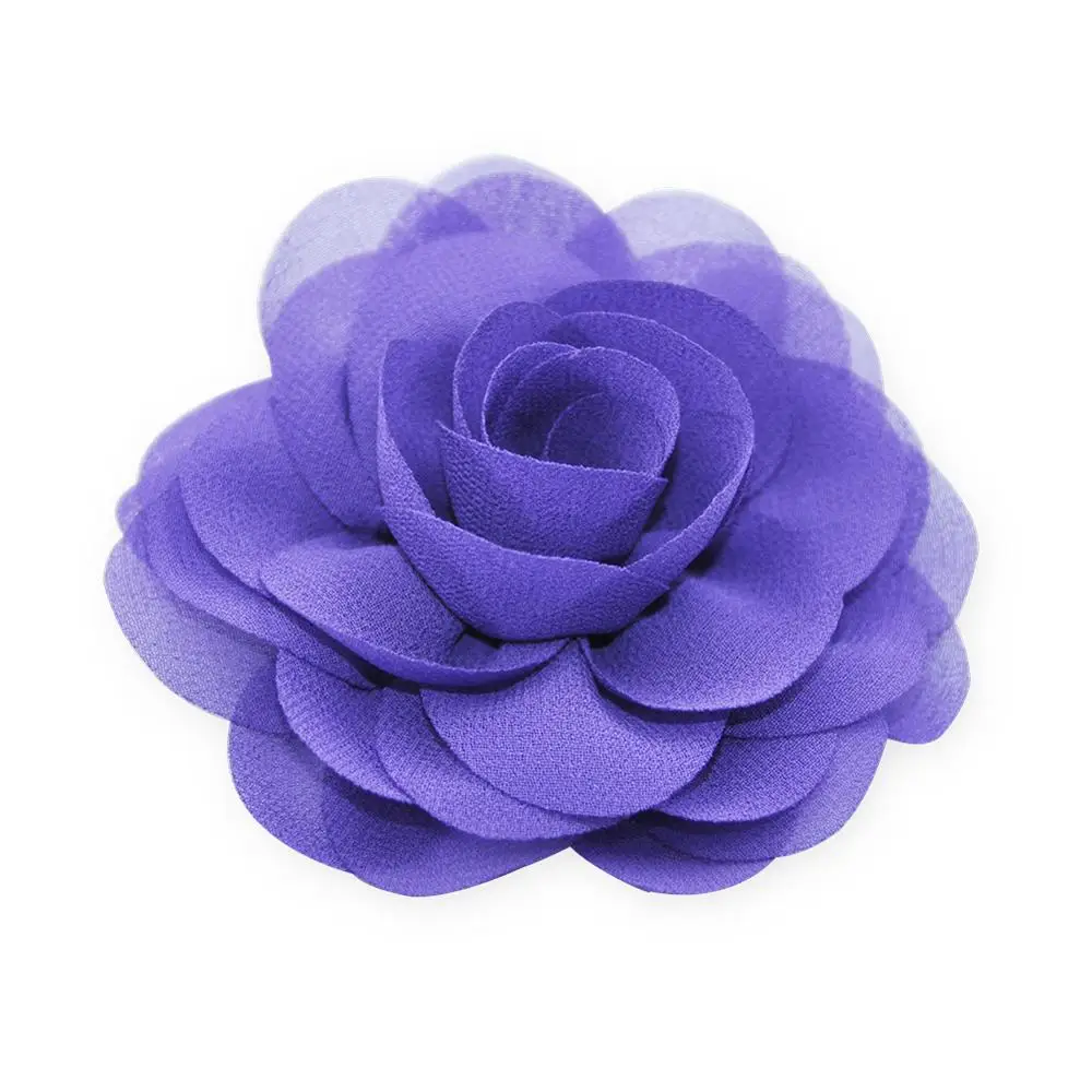 20 цветов Дети Девушки шифон цветок заколки для волос Мода Твердые розы заколки цветочные аксессуары для волос для женщин детей - Цвет: C-Purple