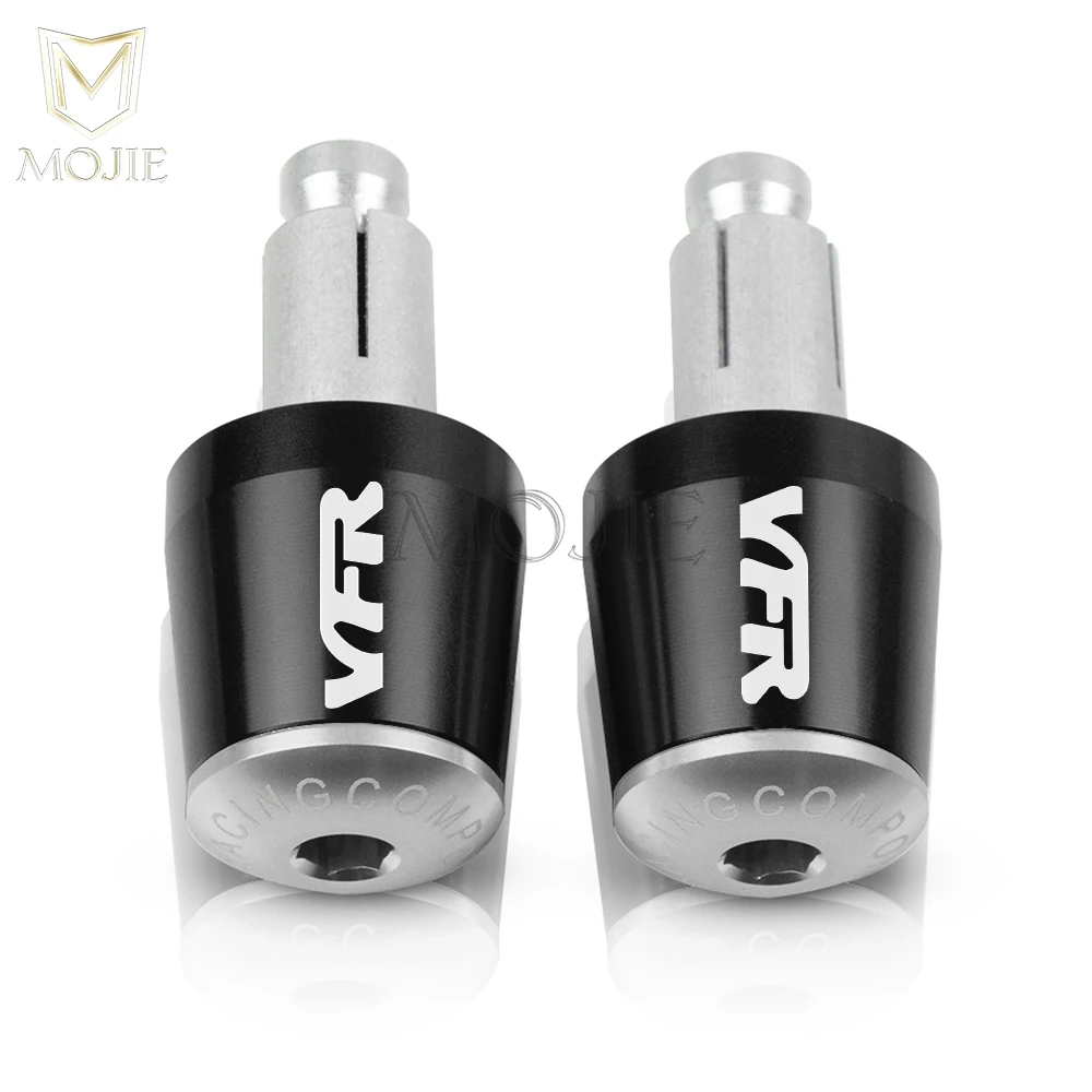Black Silver Рукоятки на руль мотоцикла, торцевая рукоятка, заглушка для HONDA VFR 400 750 800 800F Fi/W1 VTEC 1200F 1200X Crosstourer 1200 - Цвет: Black Silver