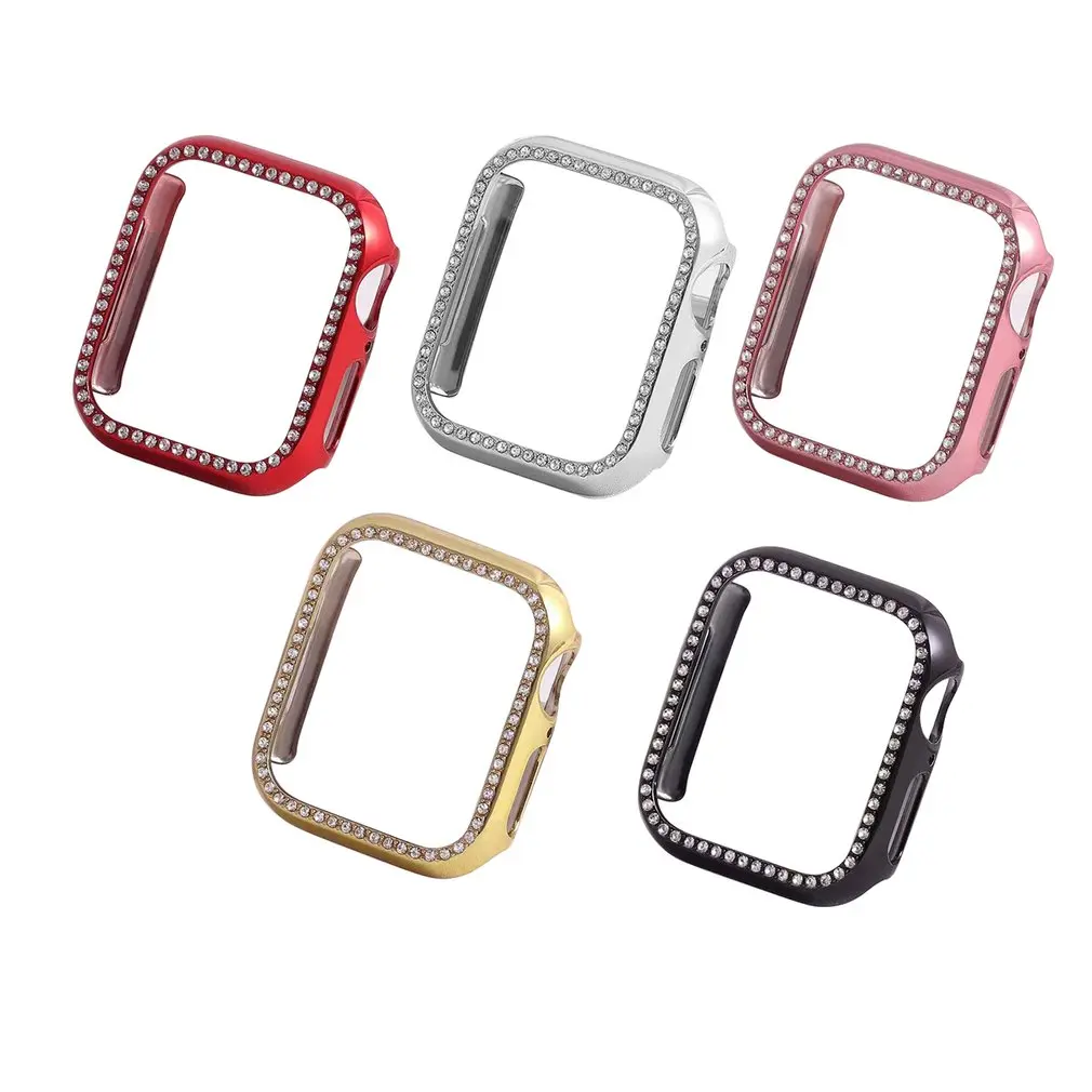 Для Apple Watch 4, 5 поколения, водостойкий, с бриллиантами, Улучшенный чехол для ПК 38, 42, 40, 44 мм, защитный чехол для умных часов