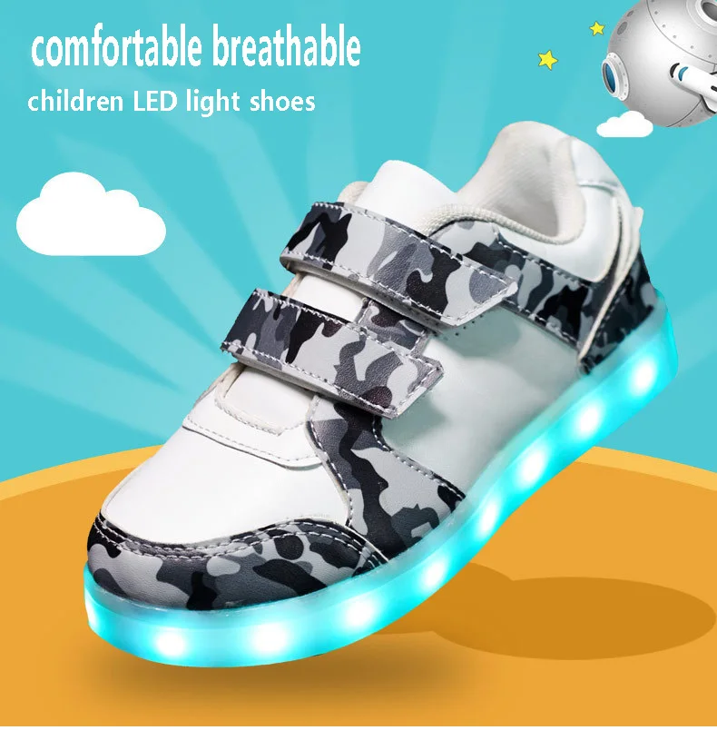 Детские кроссовки с подсветкой обувь для взрослых USB Charing светодиодный светильник детская обувь для мальчиков дышащая сетка подошва tpr светящаяся Уличная обувь