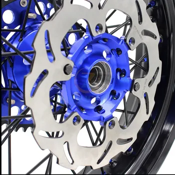 

3.5/5.0 Complete Motorcycle Wheels Rims Set For YAMAHA WR250F 2001-2017 WR450F 2003-2017 Supermotard Blue Disc Black Spoke