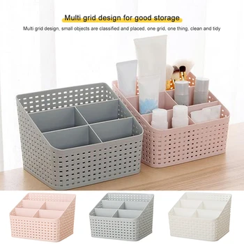 

Imitation Rattan Cosmetics Container Desktop Compartment Storage Box Pen Makeup Sundries Holder Organizer Tools Cases Home Decor