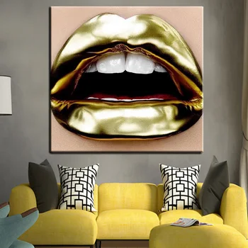 

Gold gem Sexy lips Wall Art Canvas Painting Home Decor Art Print Cuadros Modernos Tableau Mural Canvas Prints