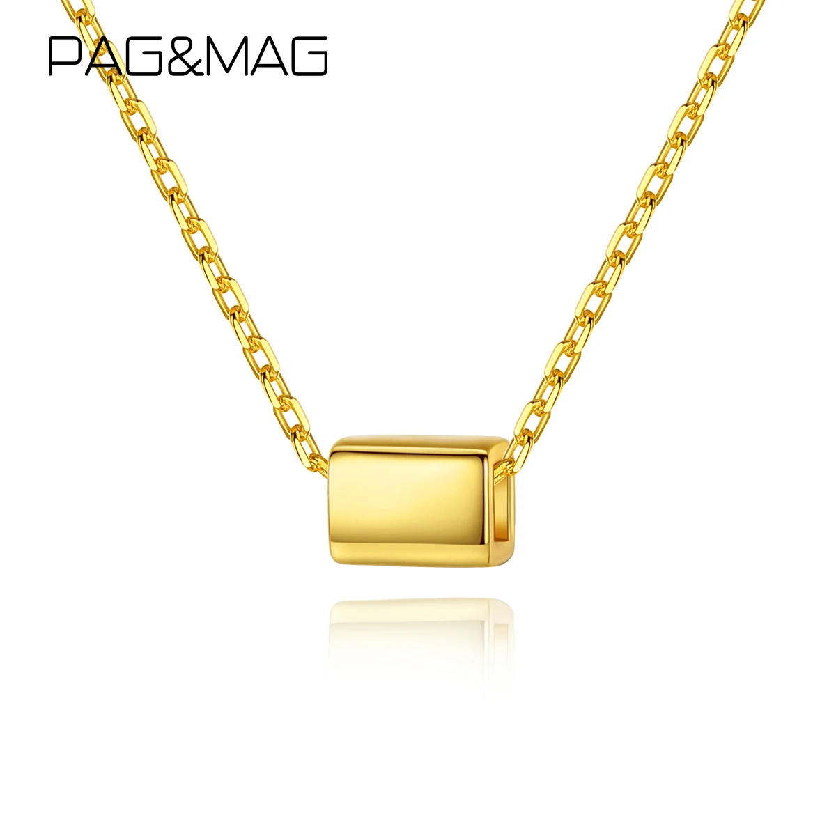 PAG&ampMAG 925 Sterling Silver Simple Geometric Pendant Necklace For Women 18k Gold Plated Charm Fashion Jewelry SN-399 | Украшения и