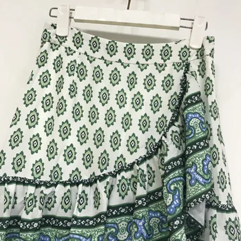 

Women's Ruffled Layered Midi Skirts Printed Split Mid-length Spring Summer Ladies Mid-Calf Skirt New 2020