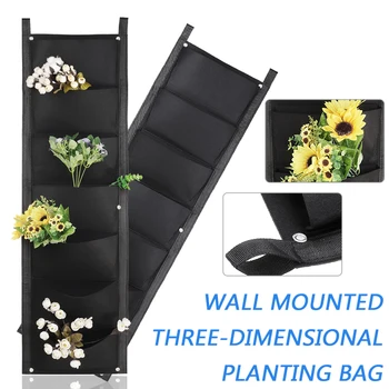 

7 Pockets Green Grow Bags Planter Vertical Garden Vegetable Seedling Wall Hanging Planter Non-Woven Growing Bags Pouch