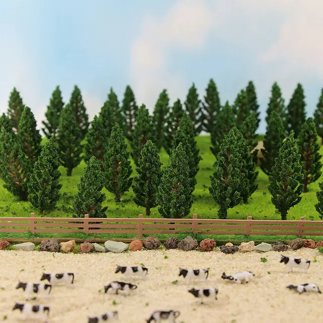 40pcs Model Pine Trees Green 1:100 N TT Scale Railway Layout 6cm Plastic S6823 4