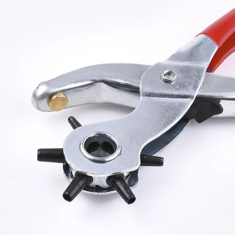 

Iron Revolving Hole Punch Pliers, for Watch Band and Leather Belt Holes Punch, Red ,210x70x23mm F60