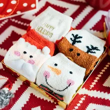 4 пары рождественских пар носков мягкие коралловые бархатные дышащие зимние теплые носки милые носки унисекс подарок с изысканной коробкой z1018