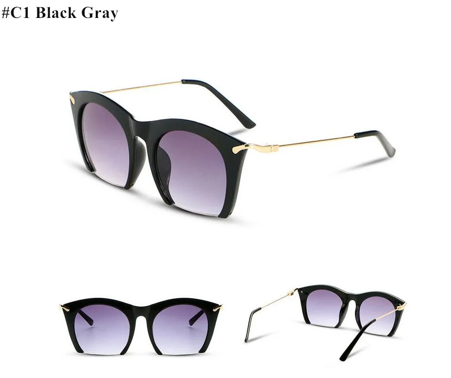 Fashion Half Frame Cat Eye Sunglasses Women Trendy Colored Semi-Rimless Eyeglasses Street Beat Shopping lente de sol mujer UV400