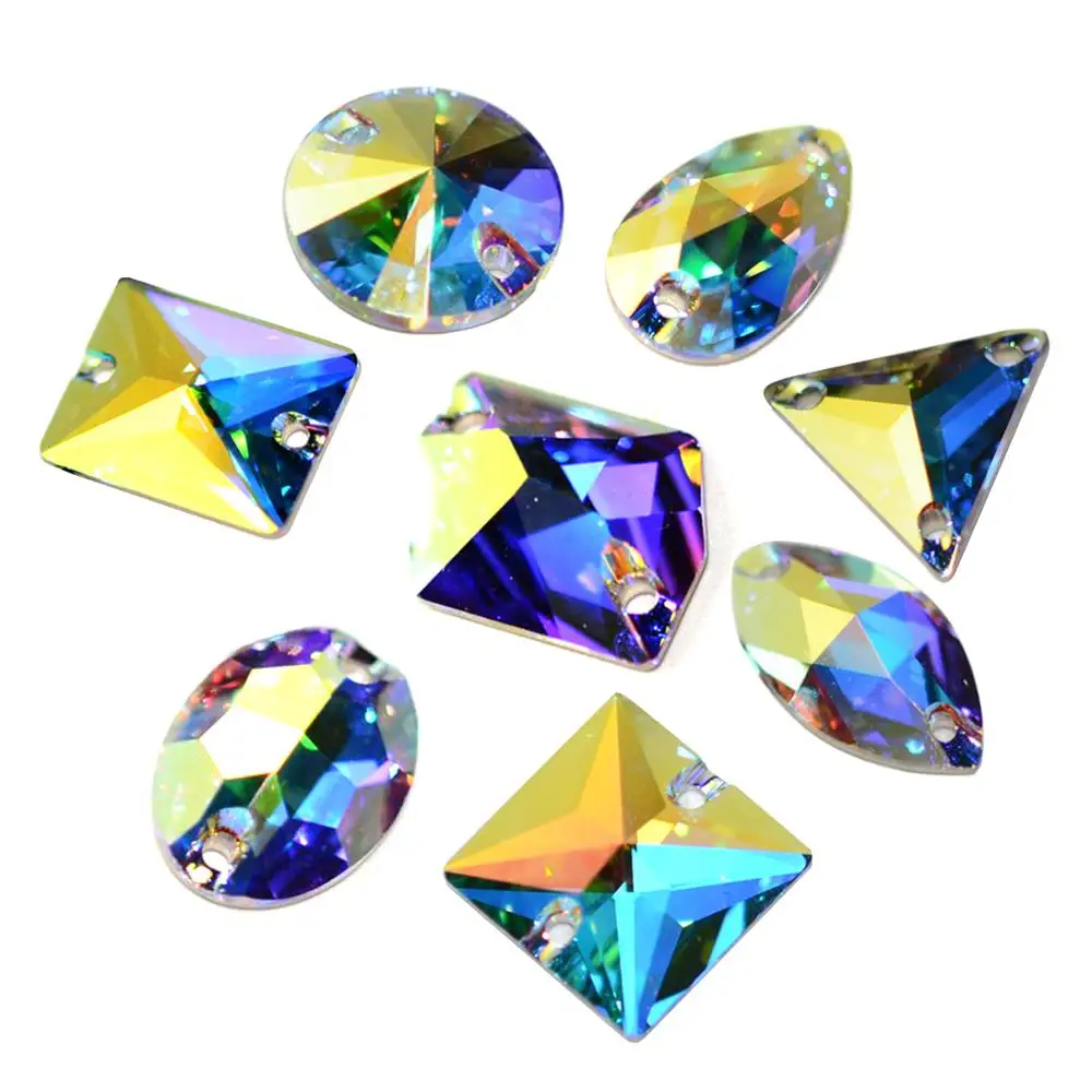 

Crystal Strass 6A Crystal Sewing Stones AB Glass Sew On Rhinestone Galactic Cosmic Rivoli Rhinestones For Garment Clothing