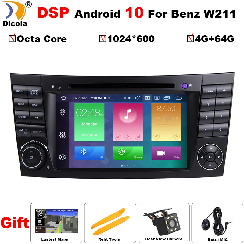 DSP IPS 4G 64G Android 10 2 din автомобильный DVD плеер для Mercedes Benz E class W211 E200 E220 E300 E350 E240 E270 E280 CLS