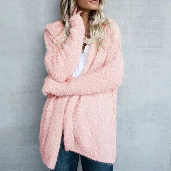 

2019 Fashion Women Sweatshirt Coat Spring Warm Hooded Teddy Coat Long Sleeve Solid Thin Faux Fur Coat Outwear