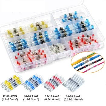 

300-500Pcs Heat Shrinkable Takeover Soldering Terminal Waterproof Solder Ring Electrical Wire Insulated Butt Connector Combo set