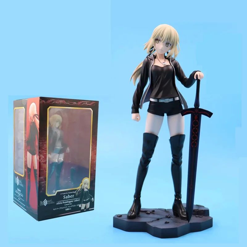 Около 24 см Fate/Grand Order anime saber figure Altria Pendragon Black clothes ver. Фигурка Коллекционная модель