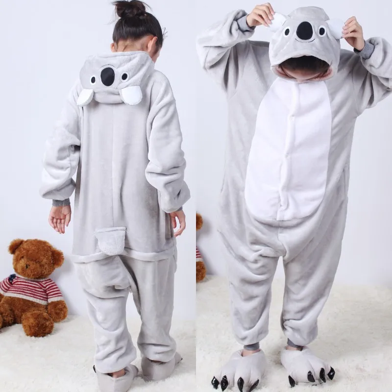 28 кигуруми детей пижамы Unicornio Panda набор фланелевой с капюшоном дети мальчики девочки пижамы зима сладкие рождественские пижамы домашняя одежда единорог детская пижама кигуруми пижамы для мальчиков девочек - Цвет: Koala