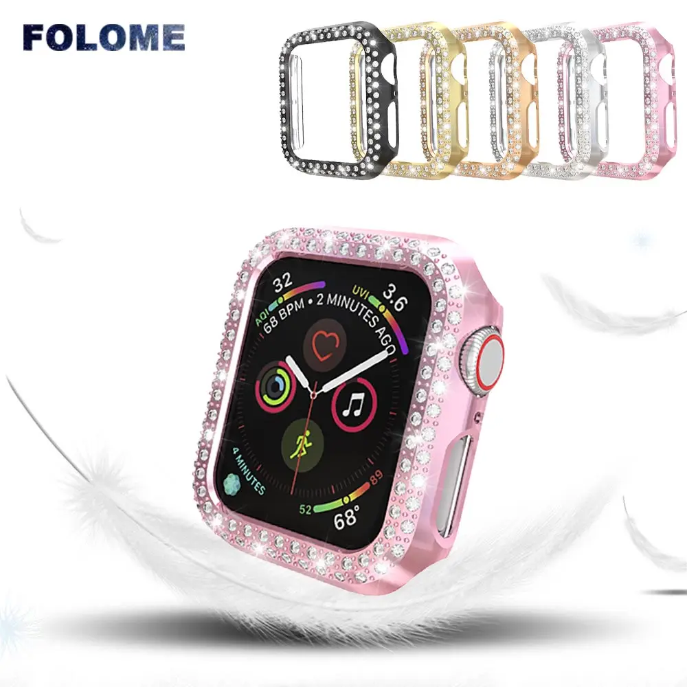 

Diamond Watch Case Bumper Protection Frame For Apple Watch Case 44/40/42/38mm Plating PC Case Accessory For iWatch Series 5 4 3