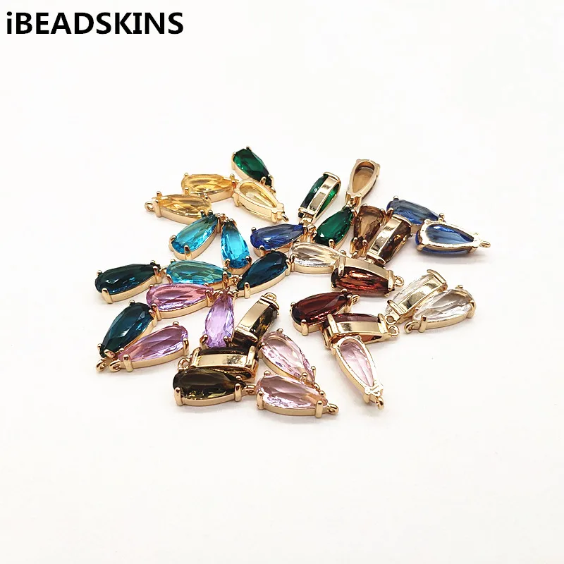 New arrival! 18x8mm 50pcs Copper with Glass drop-shape charm for earrings accessories,Earring parts,jewelry making DIY