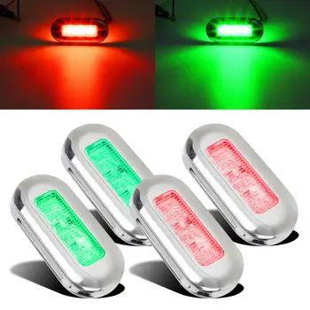 

4x 12V LED Marine Boat Yacht Stainless Steel Oblong Courtesy Light Stair Deck High Quality ABS Plastic Marker Light With Chrome