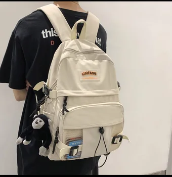 

Fashion Women Shoulder Bag Large Capacity School Bag For Teenage Unisex Network Rope Zipper Nylon Waterproof Shoulder Bags 929