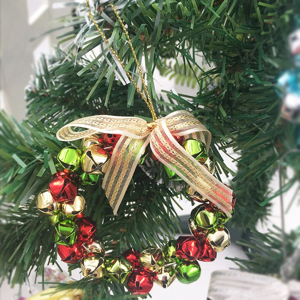 Рождественские подвесные колокольчики с бантиками Гирлянда Венок Рождественская елка украшения для домашнего праздника Висячие