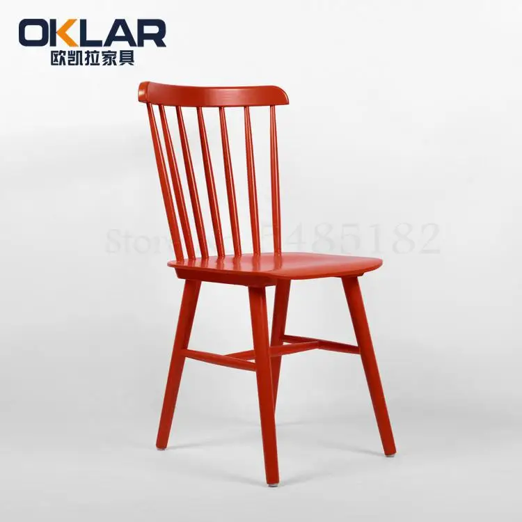 Нордический стул Виндзор из цельного дерева, американский простой обеденный стул для досуга, кафе, ресторана, стул из белого дуба - Цвет: Boom  Clap  6