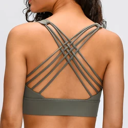 Nepoagym GOAL Cross Back Women Sport Bras Buttery Soft Medium Support Yoga Bra Plus Size Women Padded Push Up Fitness Bra