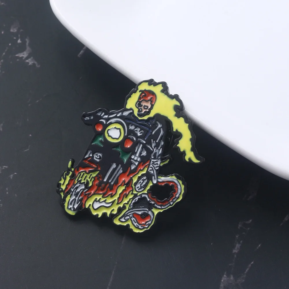 

Marvel Series Evil Spirits Knight Ghost Rider Skeleton Motorcycle Tank Brooch Soul Chariot X-Men